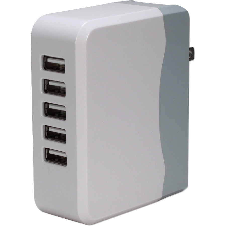 Qvs 5-Port 6.8Amp Usb Universal Ac Charger With Folding Power Plug