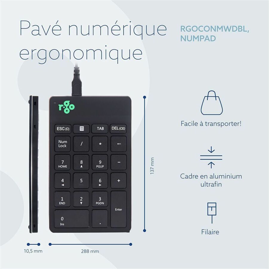 R-Go Tools Portable Usb Numpad,Break For Laptop Desktop Black