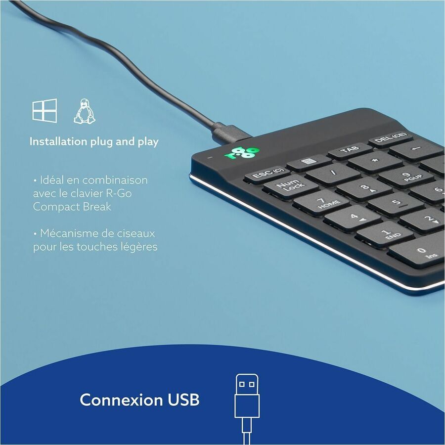 R-Go Tools Portable Usb Numpad,Break For Laptop Desktop Black