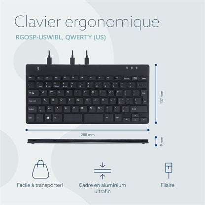 R-Go Tools Split Ergonomic,Wired Keyboard Qwerty Black