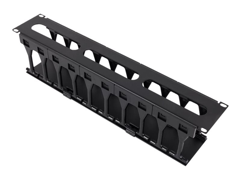 RackSolutions - Rack cable management tray with cover - black - 2U - 1