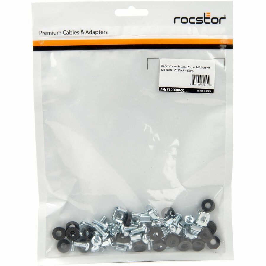 Rocstor M5 Rack Screws and M5 Cage Nuts - 20 Pack