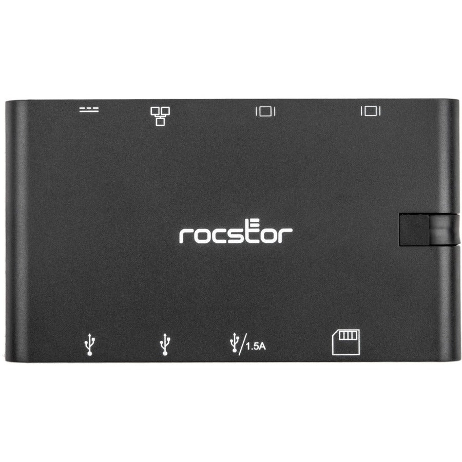 Rocstor Portable Usb-C Multiport Adapter, 2X Usb-C, Usb-A, Hdmi, Vga, Rj45, Sd Card