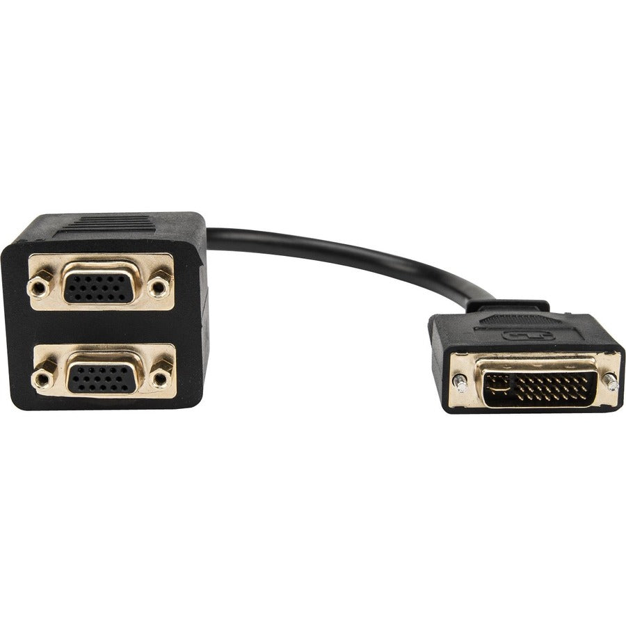 Rocstor Premium 1 Ft Dvi-I Analog To 2 X Vga Video Splitter Cable - M/F - Dvi-I (Single-Link) Male Video - Hd-15 Female Vga - 1Ft - Black - Dvi Cable To 2 X Vga Y Cable M/F