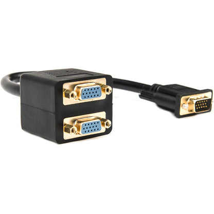 Rocstor Premium 1 Ft Vga To 2X Vga Video Splitter Cable M/F - Db-15 Male - Db-15 Female - Black