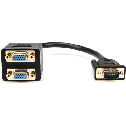 Rocstor Premium 1 Ft Vga To 2X Vga Video Splitter Cable M/F - Db-15 Male - Db-15 Female - Black