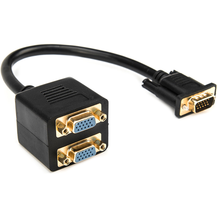 Rocstor Premium 1 Ft Vga To 2X Vga Video Splitter Cable M/F - Db-15 Male - Db-15 Female - Black