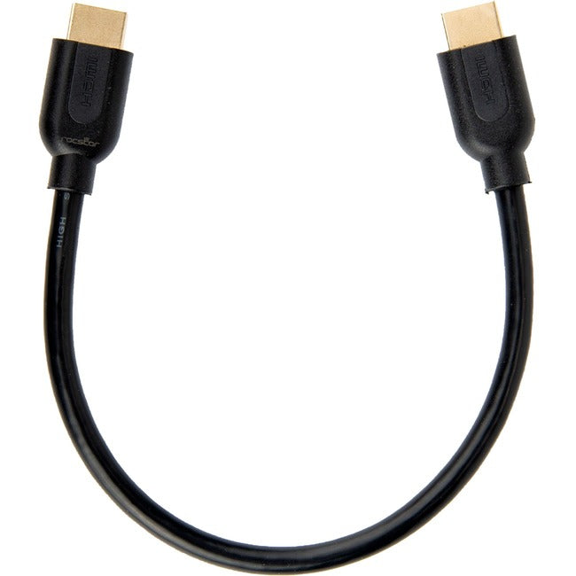 Rocstor Premium 1Ft High Speed Hdmi (M/M) Cable With Ethernet - Cable Length: 1Ft - Hdmi For Audio/Video Device - 1.28 Gb/S - 1 Ft - 1 X Hdmi Male Digital Audio/Video - 1 X Hdmi Male Digital Audio/Video - Gold Plated Connector - Black Ethernet Cable Black