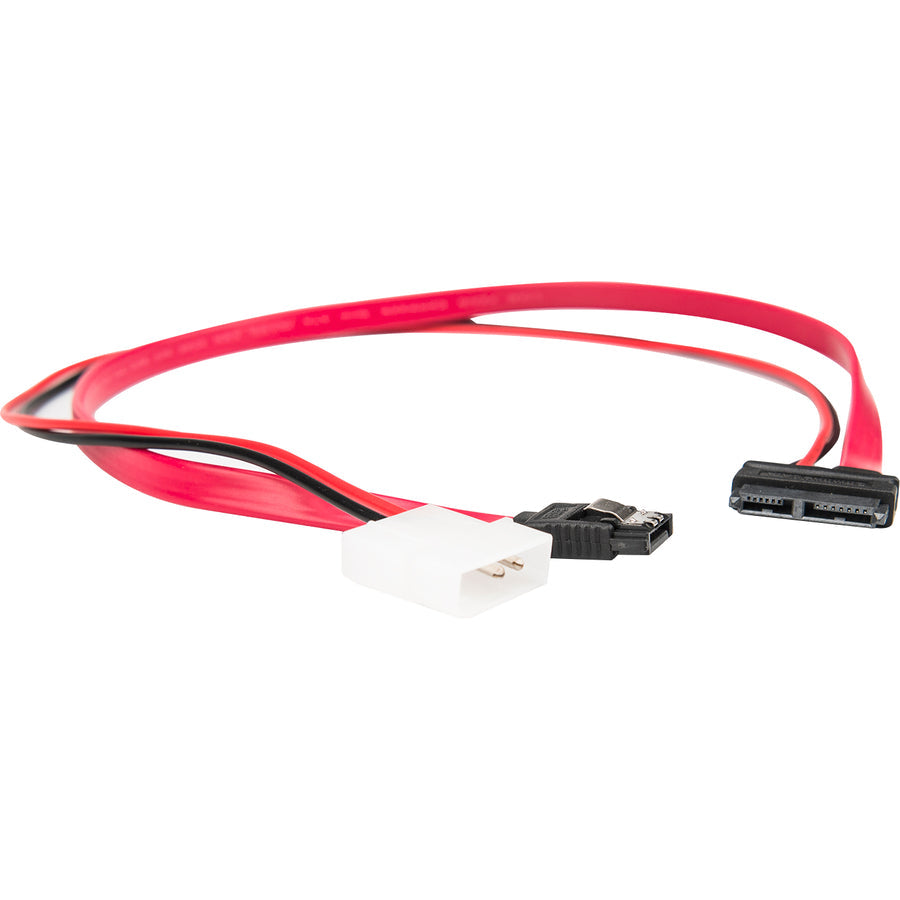 Rocstor Premium 20In / 50Cm Slimline Sata To Sata With Lp4 Power Cable Adapter - 20 W/ Lp4 Power Cable Adapter - Red