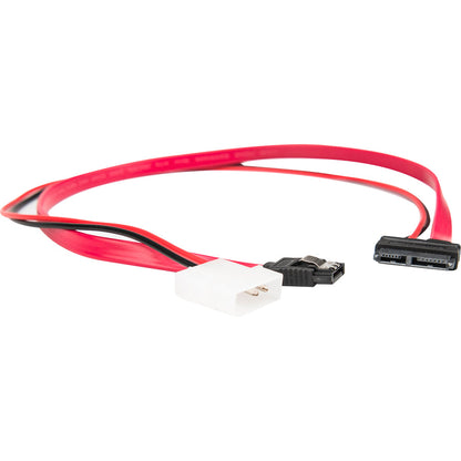 Rocstor Premium 20In / 50Cm Slimline Sata To Sata With Lp4 Power Cable Adapter - 20 W/ Lp4 Power Cable Adapter - Red