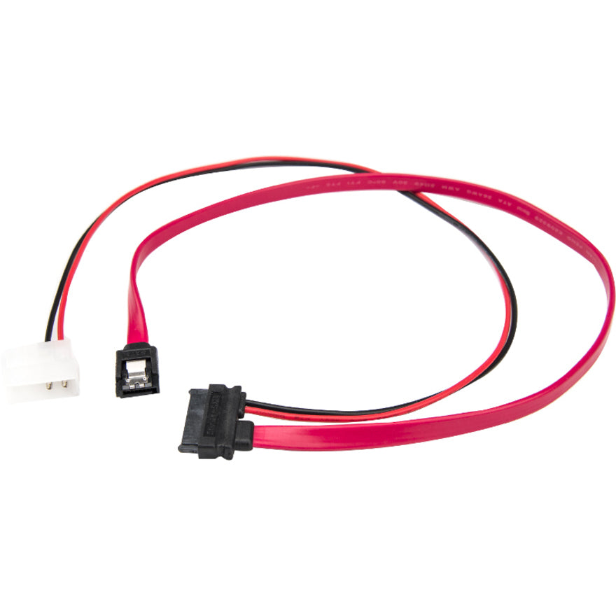 Rocstor Premium 20In / 50Cm Slimline Sata To Sata With Lp4 Power Cable Adapter - 20 W/ Lp4 Power Cable Adapter - Red