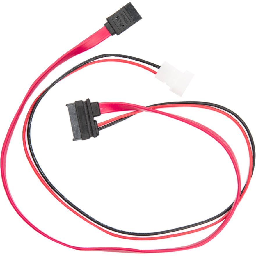 Rocstor Premium 20In / 50Cm Slimline Sata To Sata With Lp4 Power Cable Adapter - 20 W/ Lp4 Power Cable Adapter - Red