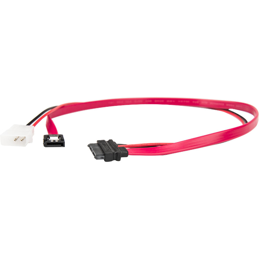 Rocstor Premium 20In / 50Cm Slimline Sata To Sata With Lp4 Power Cable Adapter - 20 W/ Lp4 Power Cable Adapter - Red