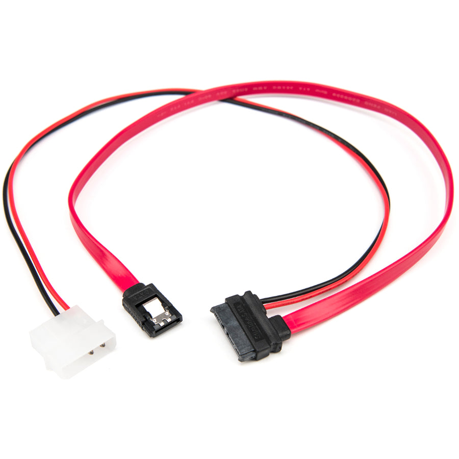 Rocstor Premium 20In / 50Cm Slimline Sata To Sata With Lp4 Power Cable Adapter - 20 W/ Lp4 Power Cable Adapter - Red