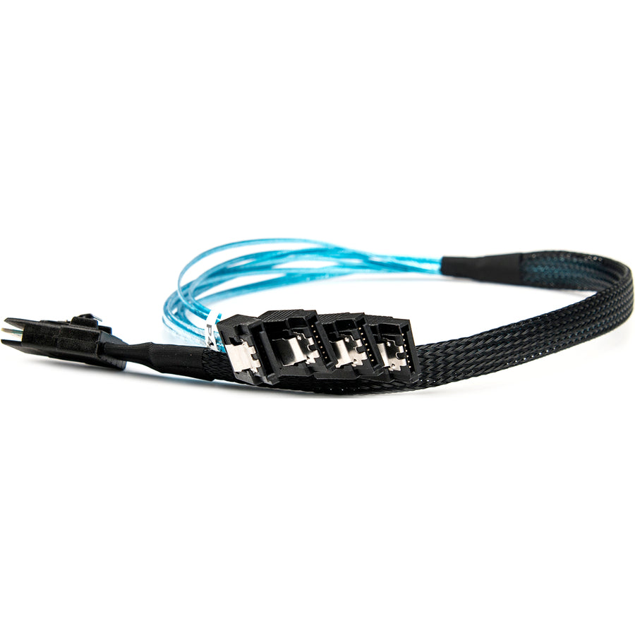 Rocstor Premium 20In Serial Attached Scsi Sas Cable - Sff-8087 To 4X Latching Sata - Sas/Sata For Hard Drive - 20In / 50Cm - 1 Pack - Sff-8087 Male Sas - Male Sata - Blue Sff-8087 To 4X Sata Cable