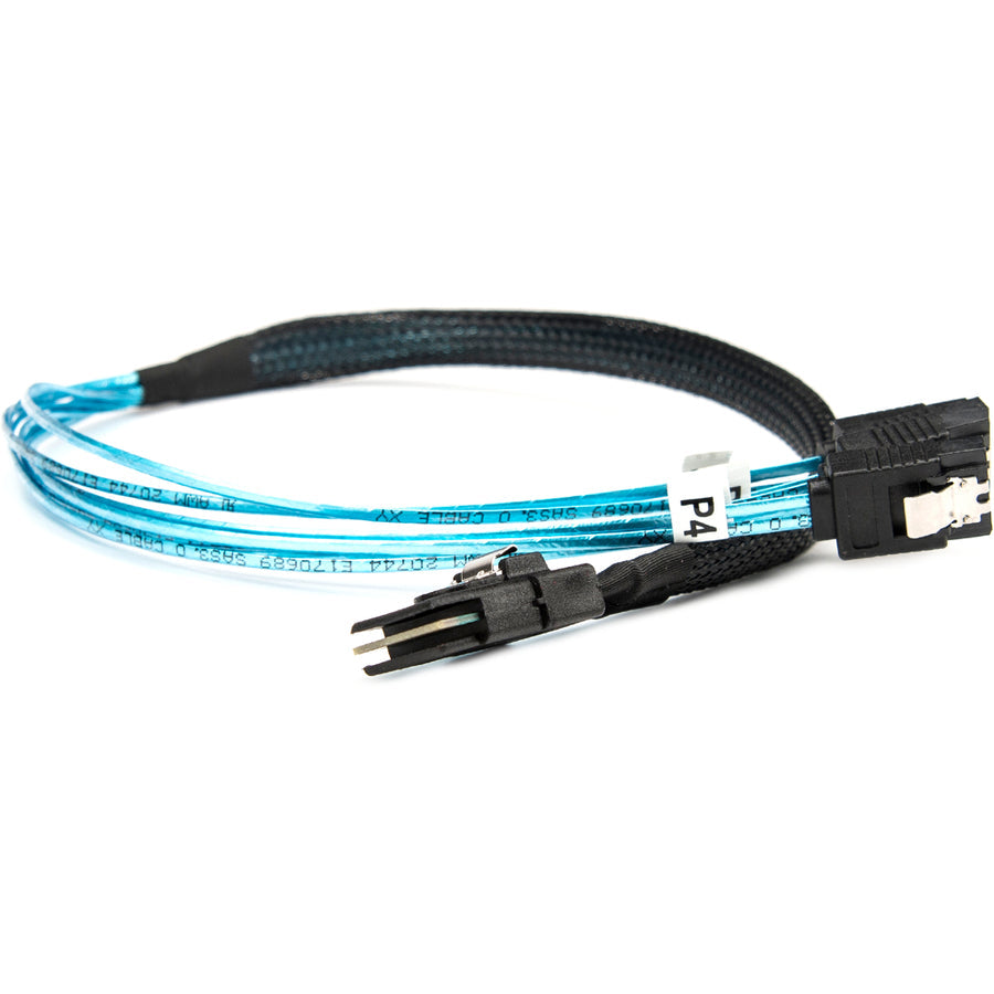 Rocstor Premium 20In Serial Attached Scsi Sas Cable - Sff-8087 To 4X Latching Sata - Sas/Sata For Hard Drive - 20In / 50Cm - 1 Pack - Sff-8087 Male Sas - Male Sata - Blue Sff-8087 To 4X Sata Cable