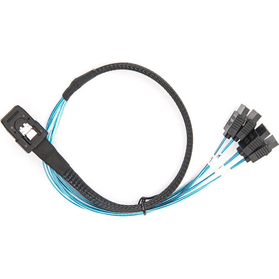 Rocstor Premium 20In Serial Attached Scsi Sas Cable - Sff-8087 To 4X Latching Sata - Sas/Sata For Hard Drive - 20In / 50Cm - 1 Pack - Sff-8087 Male Sas - Male Sata - Blue Sff-8087 To 4X Sata Cable