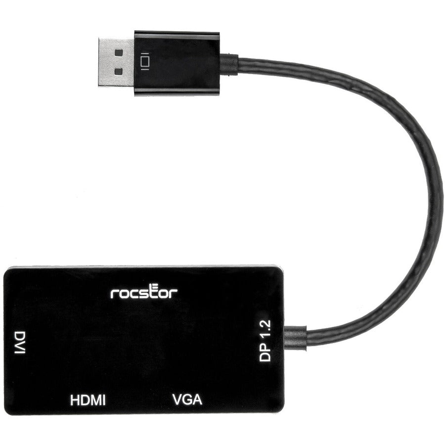 Rocstor Premium 3-In-1 Displayport To Hdmi (4K), Vga, Or Dvi Converter Adapter