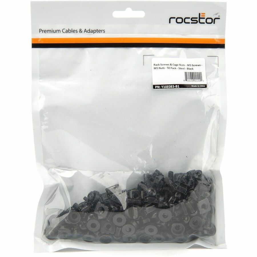 Rocstor Premium 50 Pkg M5 Mounting Screws and Cage Nuts for Server Rack Cabinet