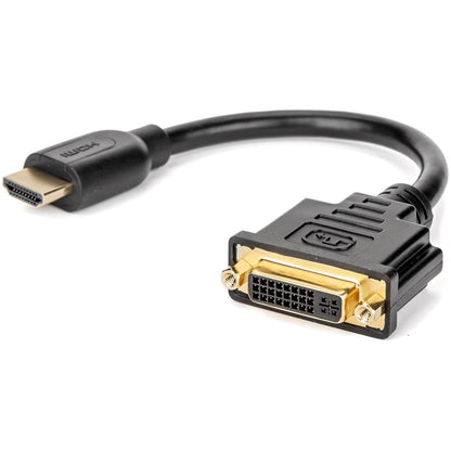 Rocstor Premium 8In Hdmi To Dvi-D Video Adapter F/M- Hdmi Female To Dvi Male For Computers, Monitors, Notebook, Video Device - 8" - 1 Retail Pack - 1 X Hdmi Female - 1 X Dvi-D (24+1) Male - Gold Platted - Shielding - Black Cable Hdmi Female To Dvi-D Male