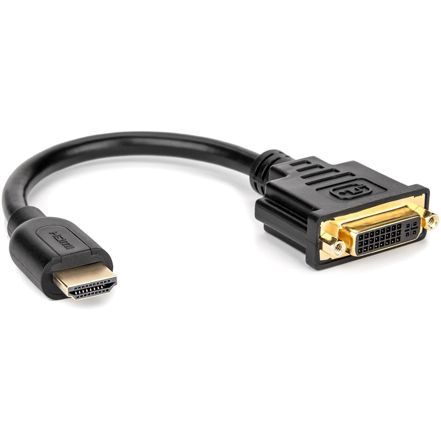 Rocstor Premium 8In Hdmi To Dvi-D Video Adapter F/M- Hdmi Female To Dvi Male For Computers, Monitors, Notebook, Video Device - 8" - 1 Retail Pack - 1 X Hdmi Female - 1 X Dvi-D (24+1) Male - Gold Platted - Shielding - Black Cable Hdmi Female To Dvi-D Male