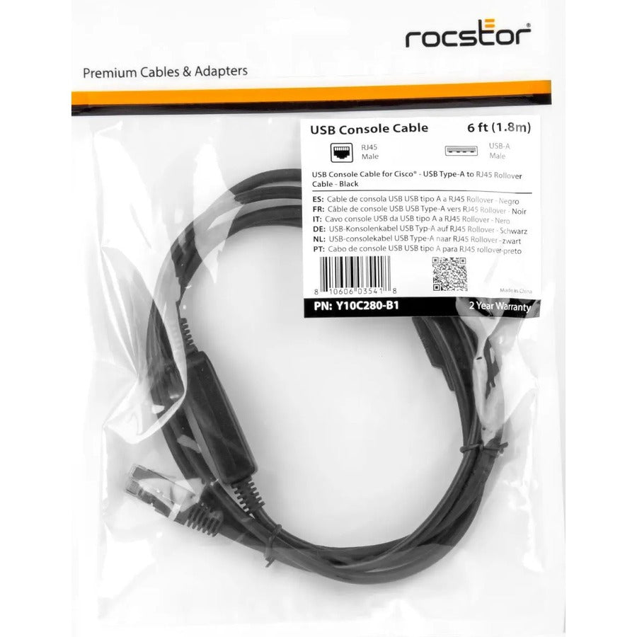 Rocstor Premium Cisco Usb Console Cable - Usb Type-A To Rj45 Rollover Cable