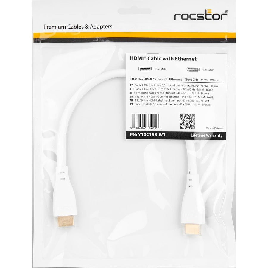 Rocstor Premium Hdmi Cable With Ethernet - 4K/60Hz Y10C158-W1