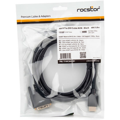 Rocstor Premium Hdmi To Dvi-D Cable - M/M - 6 Ft - 1 X Dvi-D Male - 1 X Male Hdmi