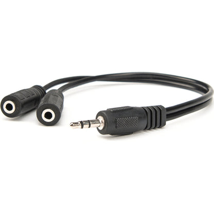 Rocstor Premium Slim Stereo Splitter Cable - 3.5Mm Male To 2X 3.5Mm Female - 1 X Mini-Phone Male Stereo Audio - 2 X Mini-Phone Female Stereo Audio - Nickel-Plated Connectors - Black Cable 3.5Mm To 2X3.5Mm M/F