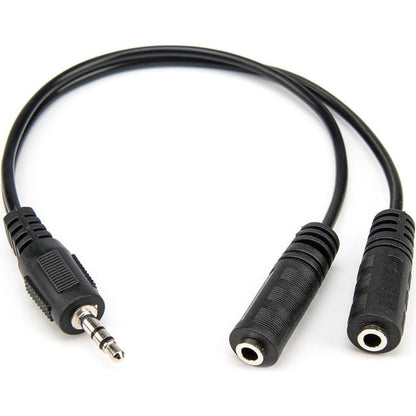 Rocstor Premium Slim Stereo Splitter Cable - 3.5Mm Male To 2X 3.5Mm Female - 1 X Mini-Phone Male Stereo Audio - 2 X Mini-Phone Female Stereo Audio - Nickel-Plated Connectors - Black Cable 3.5Mm To 2X3.5Mm M/F