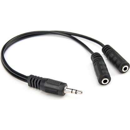 Rocstor Premium Slim Stereo Splitter Cable - 3.5Mm Male To 2X 3.5Mm Female - 1 X Mini-Phone Male Stereo Audio - 2 X Mini-Phone Female Stereo Audio - Nickel-Plated Connectors - Black Cable 3.5Mm To 2X3.5Mm M/F