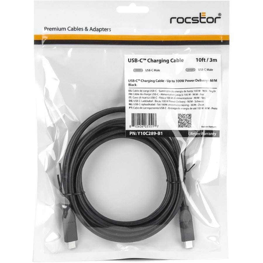 Rocstor Premium Usb-C Charging Cable Up To 100W Power Delivery Y10C289-B1