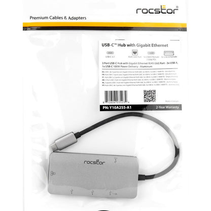 Rocstor Premium Usb-C Hub With Usb-A, Gigabit Ethernet & Usb-C 100W Pd