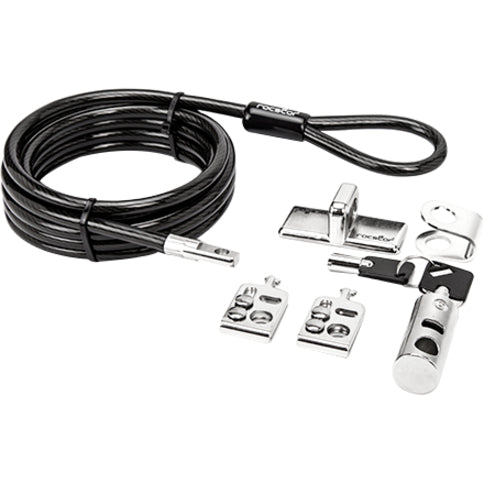 Rocstor Rocbolt Desktop And Peripherals Security Locking Kit With 8' Cable And Key Lock - (2) Keys - Galvanized Steel, Nickel, Zinc Alloy - 8 Ft (2.5M) - For Notebook, Desktop Computer, Docking Station, Monitor, Projector (Compatible To Kensington&Reg; K6