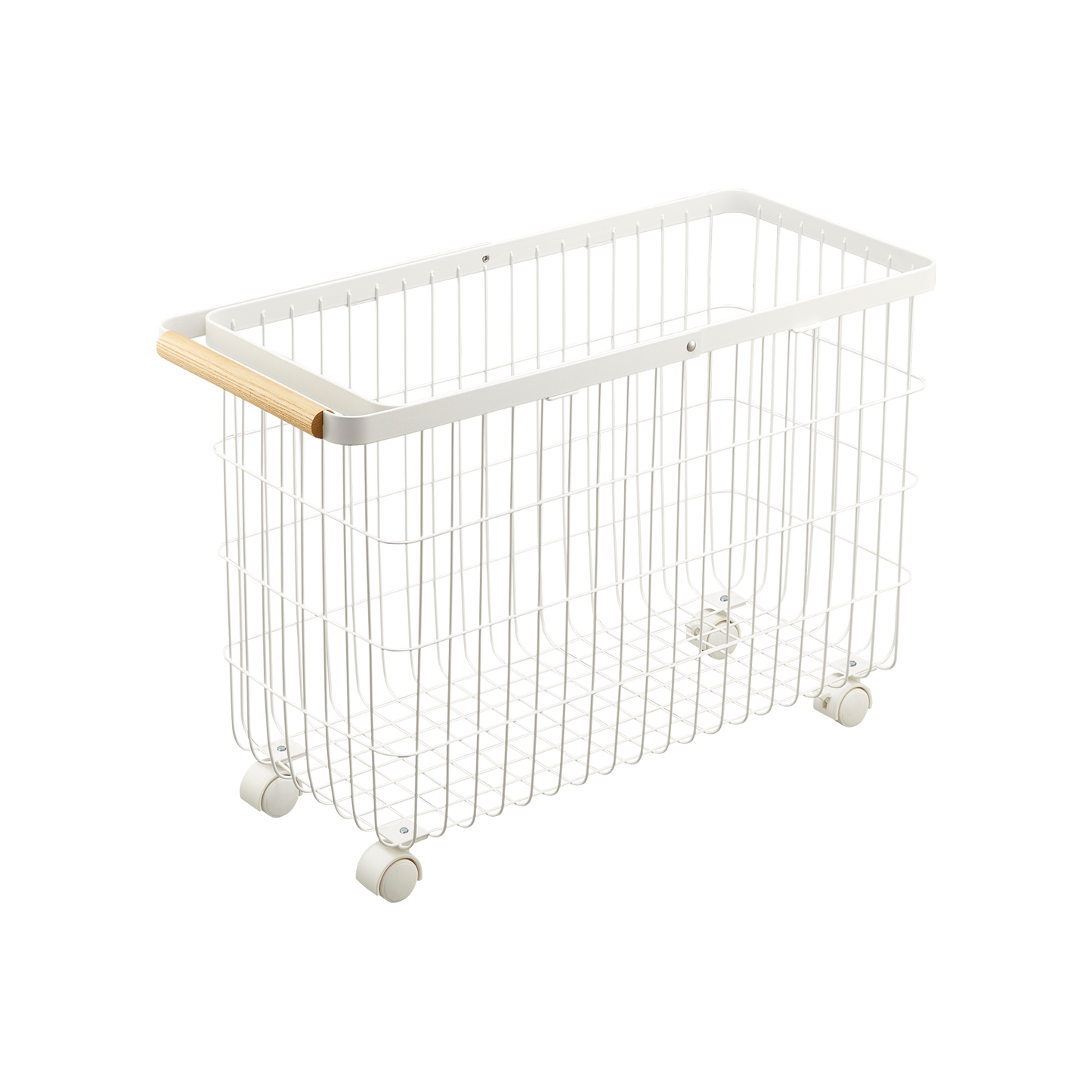 Rolling Wire Basket (15" H) - Steel + Wood