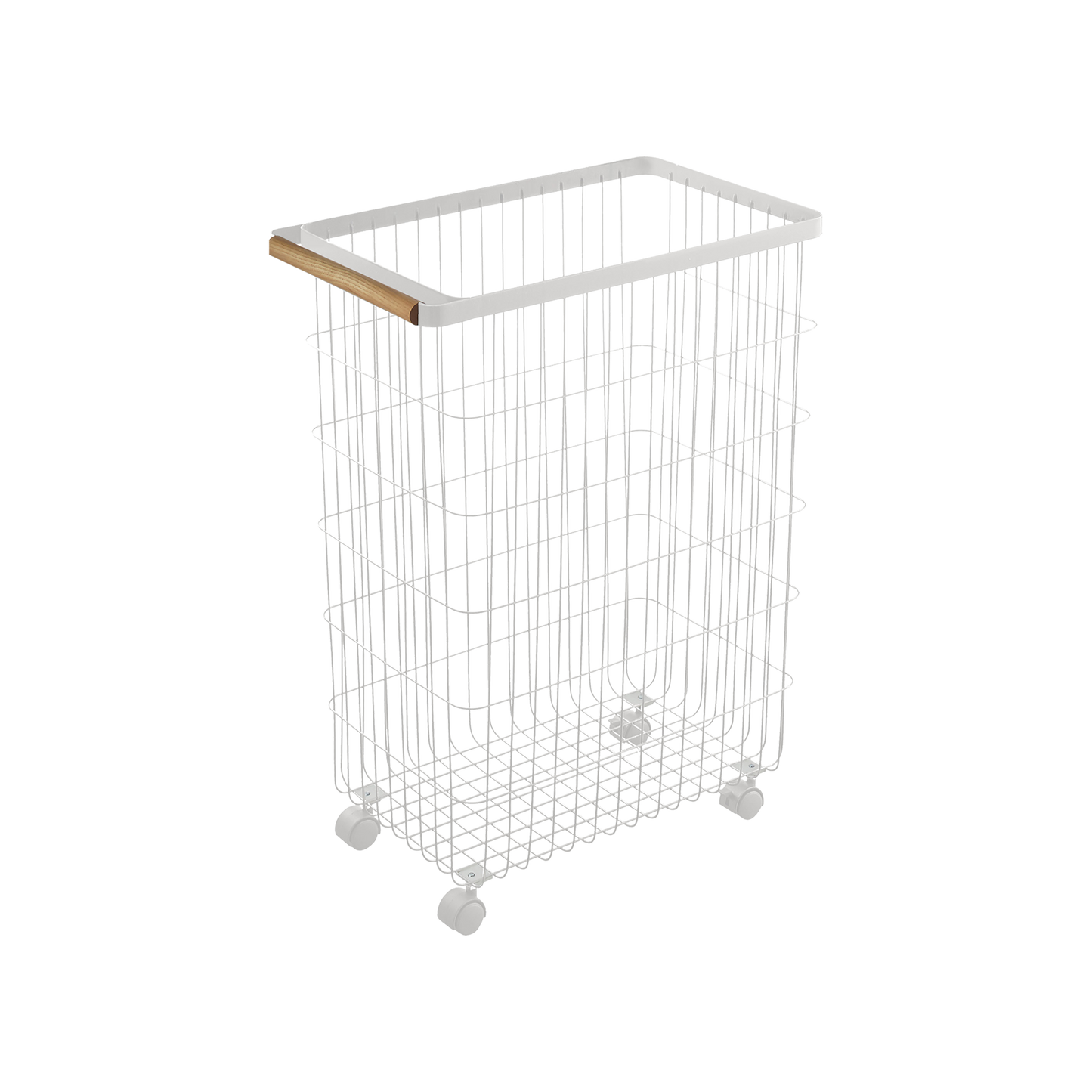 Rolling Wire Basket (24" H) - Steel + Wood