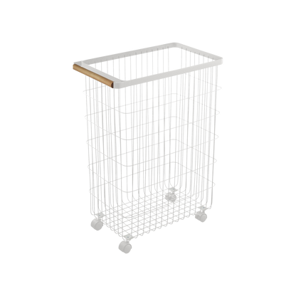 Rolling Wire Basket (24" H) - Steel + Wood