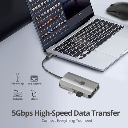 SIIG USB-C to HDMI with LAN Hub & PD 100W Adapter - Adds one HDMI 4K@30Hz - two USB-A