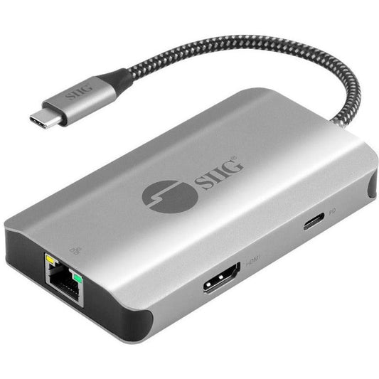 SIIG USB-C to HDMI with LAN Hub & PD 100W Adapter - Adds one HDMI 4K@30Hz - two USB-A
