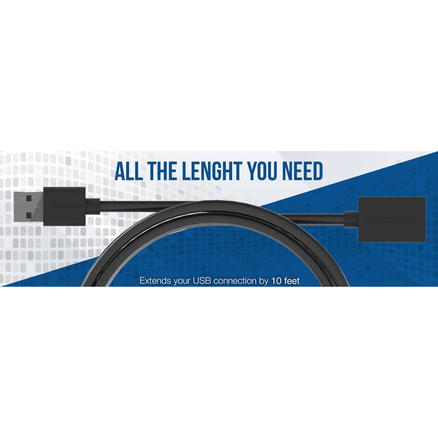 Sabrent 22Awg Usb 2.0 Extension Cable - A-Male To A-Female [Black] 10 Feet