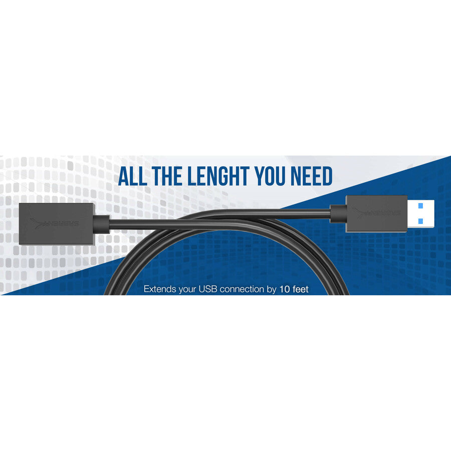 Sabrent 22Awg Usb 3.0 Extension Cable - A-Male To A-Female [Black] 10 Feet