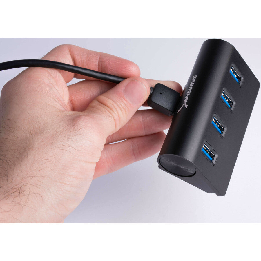 Sabrent 4 Port Aluminum Usb 3.0 Hub (30" Cable) | Black