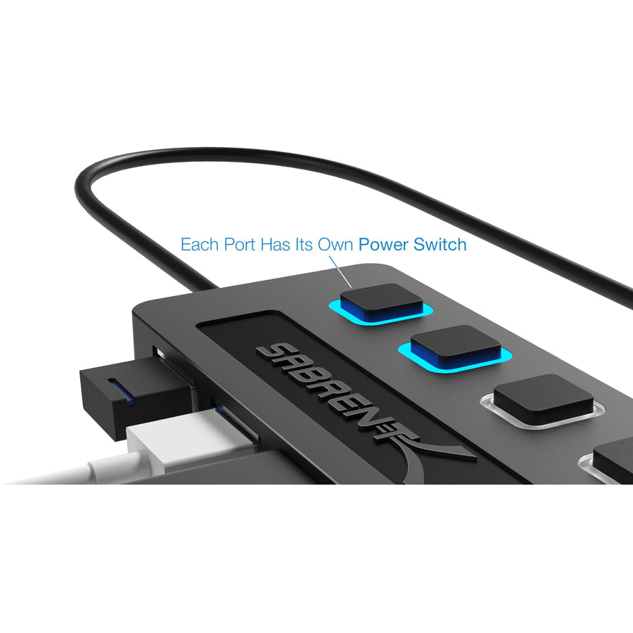 Sabrent 4-Port Usb 2.0 Hub With Power Switches | Black