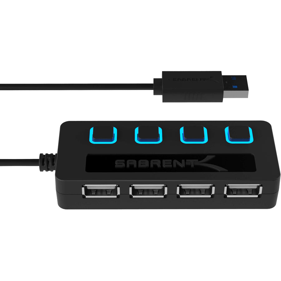 Sabrent 4-Port Usb 2.0 Hub With Power Switches | Black