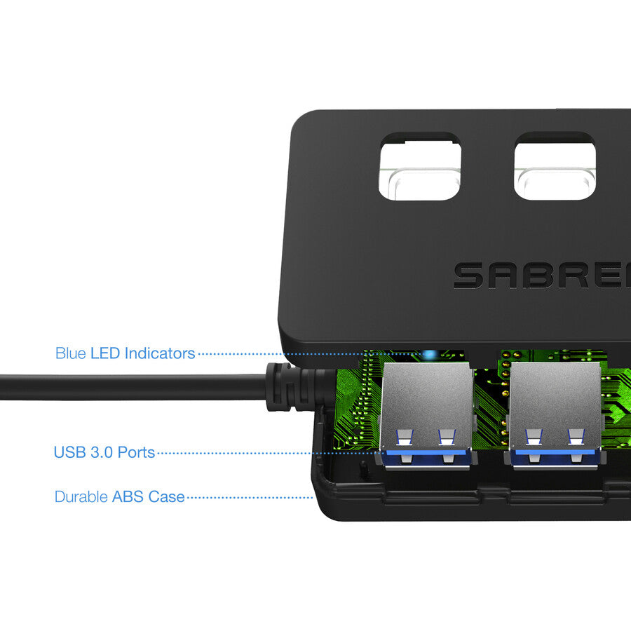 Sabrent 4 Port Usb 3.0 Hub With Power Switches