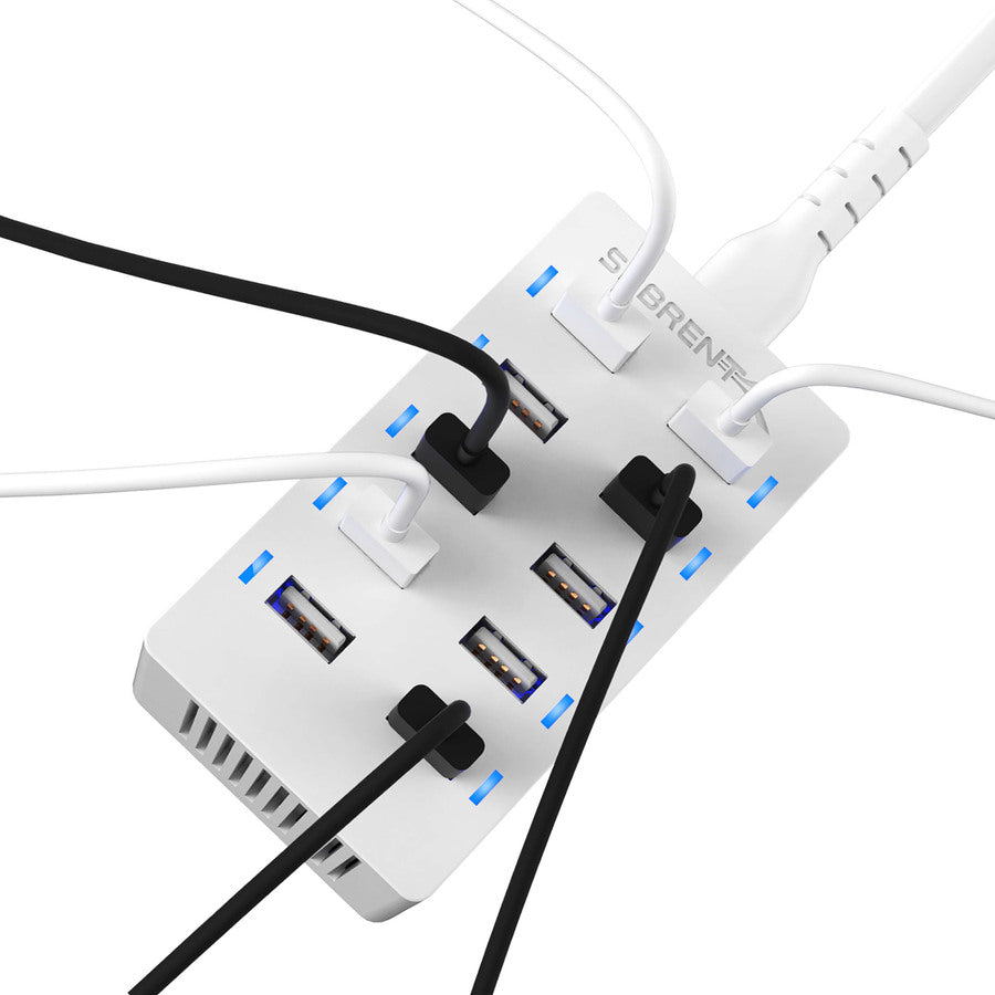 Sabrent 60 Watt (12 Amp) 10 Port Desktop Smart Usb Rapid Charger | White