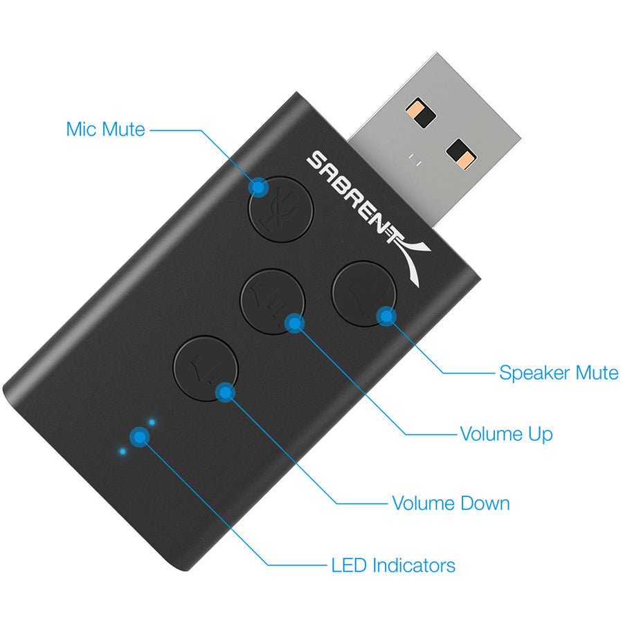 Sabrent Aluminum Usb External 3D Stereo Sound Adapter For Windows And Mac