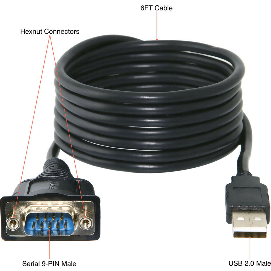 Sabrent Usb 2.0 To Serial 6 Ft Adapter Cable (Ftdi Chipset)