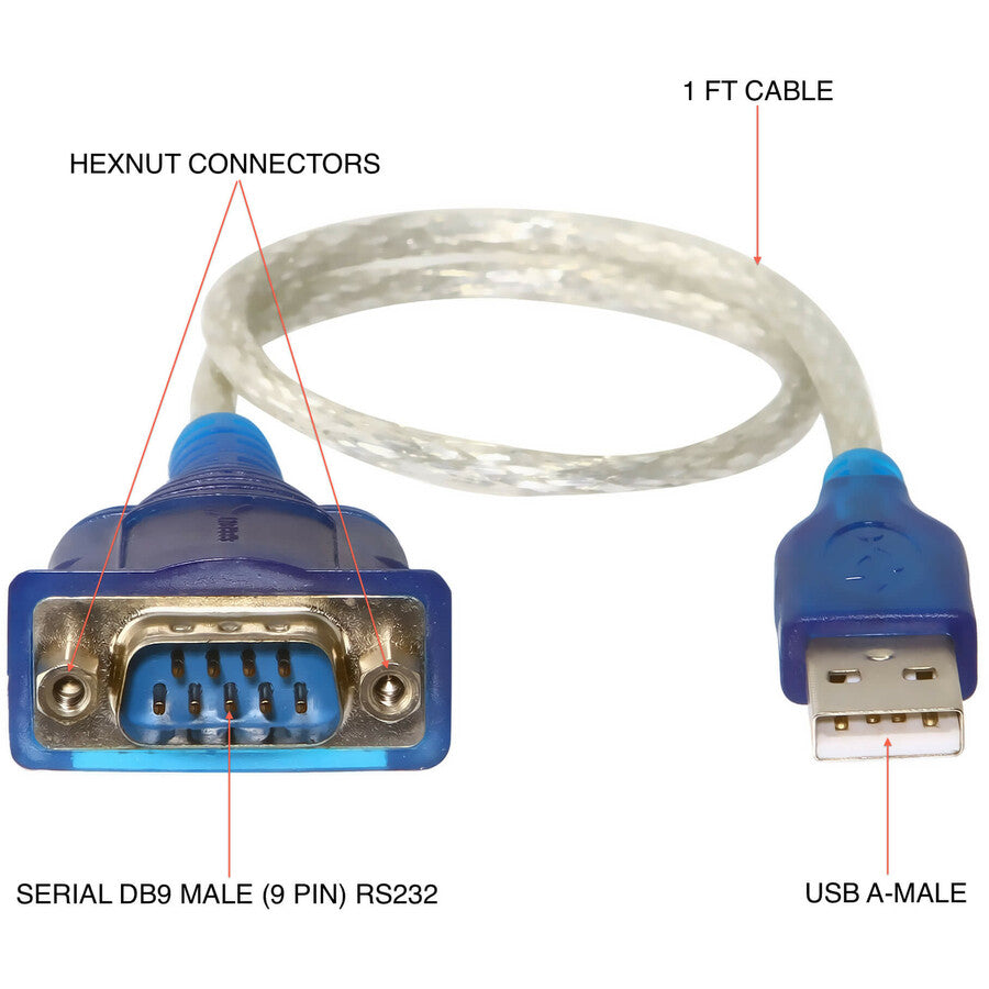 Sabrent Usb 2.0 To Serial Db9 Male (9 Pin) Rs232 Cable Adapter