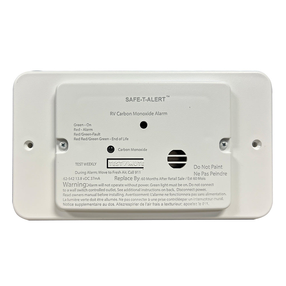 Safe-T-Alert 62 Series RV Carbon Monoxide - White - Flush Mount - 12V w/Trim Ring